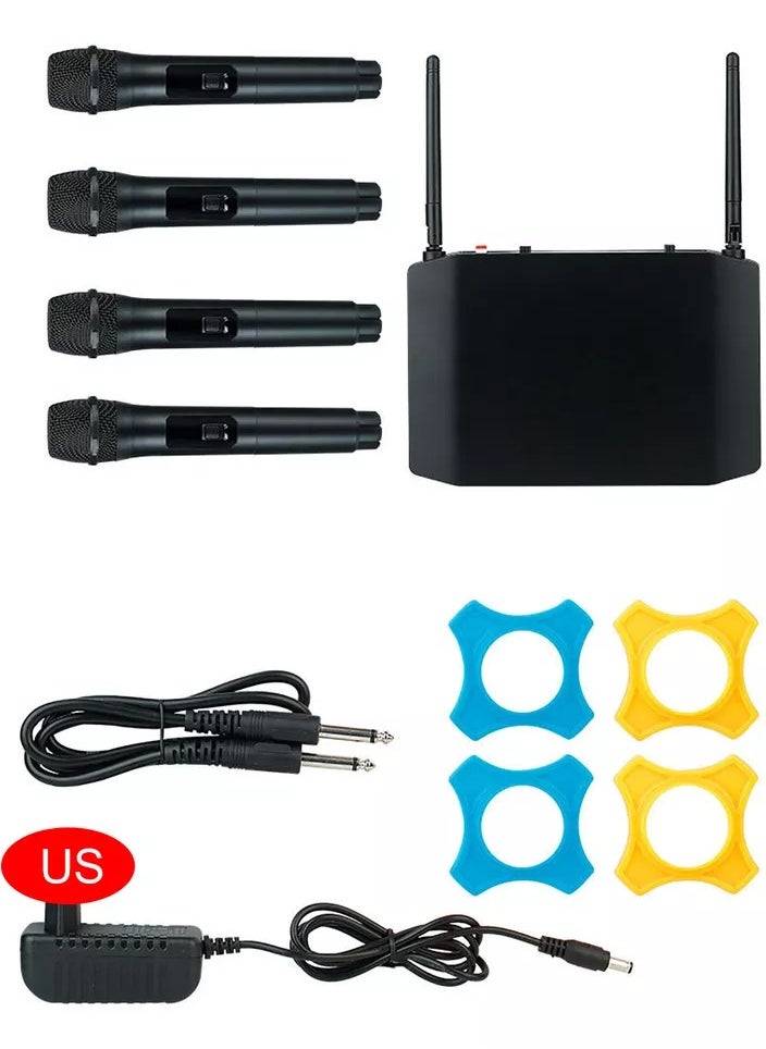 Wireless Handheld Microphone – 4-Channel VHF Metal Dynamic Mic with 200ft Range, 8-12 Hour Battery Life, Built-in Noise Reduction – Ideal for Home Karaoke, TV Singing, Outdoor Audio, Parties, Weddings, Meetings, Church, and Events