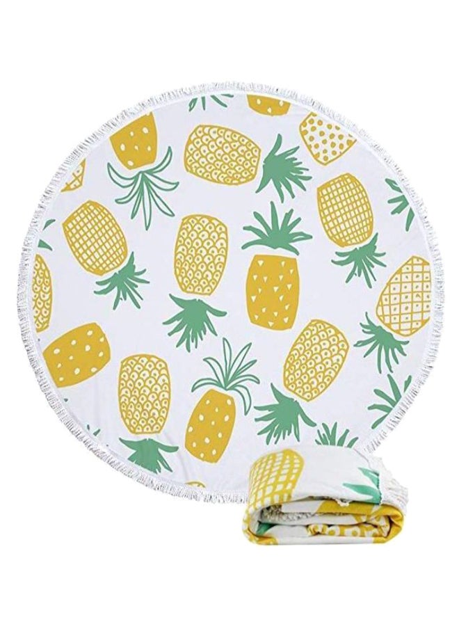 Pineapple Printed Beach Towel Green/Yellow/White 60inch