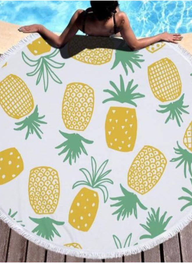 Pineapple Printed Beach Towel Green/Yellow/White 60inch