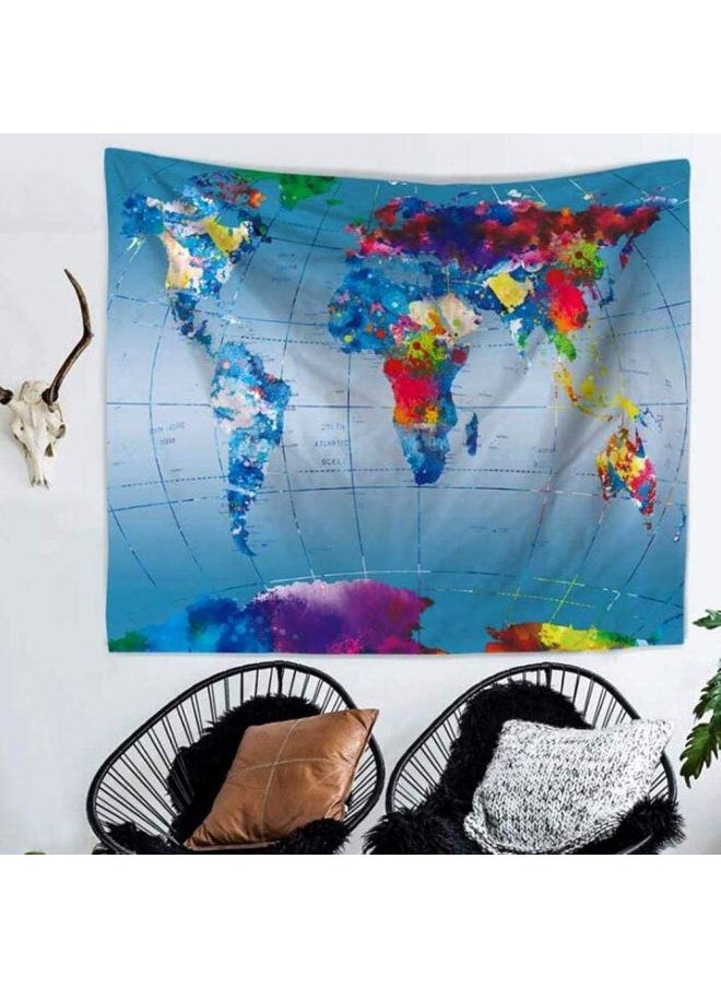 World Map Printed Beach Towels Blue/Red/Purple