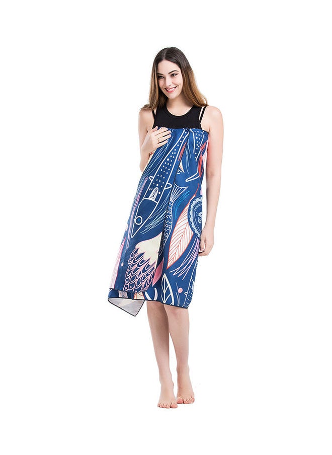 Quick Drying Fish Printed Beach Towel Multicolour 170x90cm