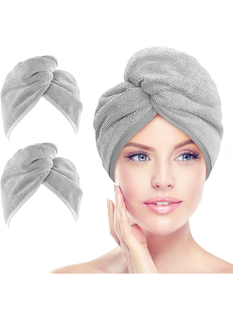 AIDEA Microfiber Hair Towel Wrap, 2 Pack Hair Turbans, Super Absorbent Quick Dry Hair Towel Wrap for All Hair Types Anti Frizz, 26