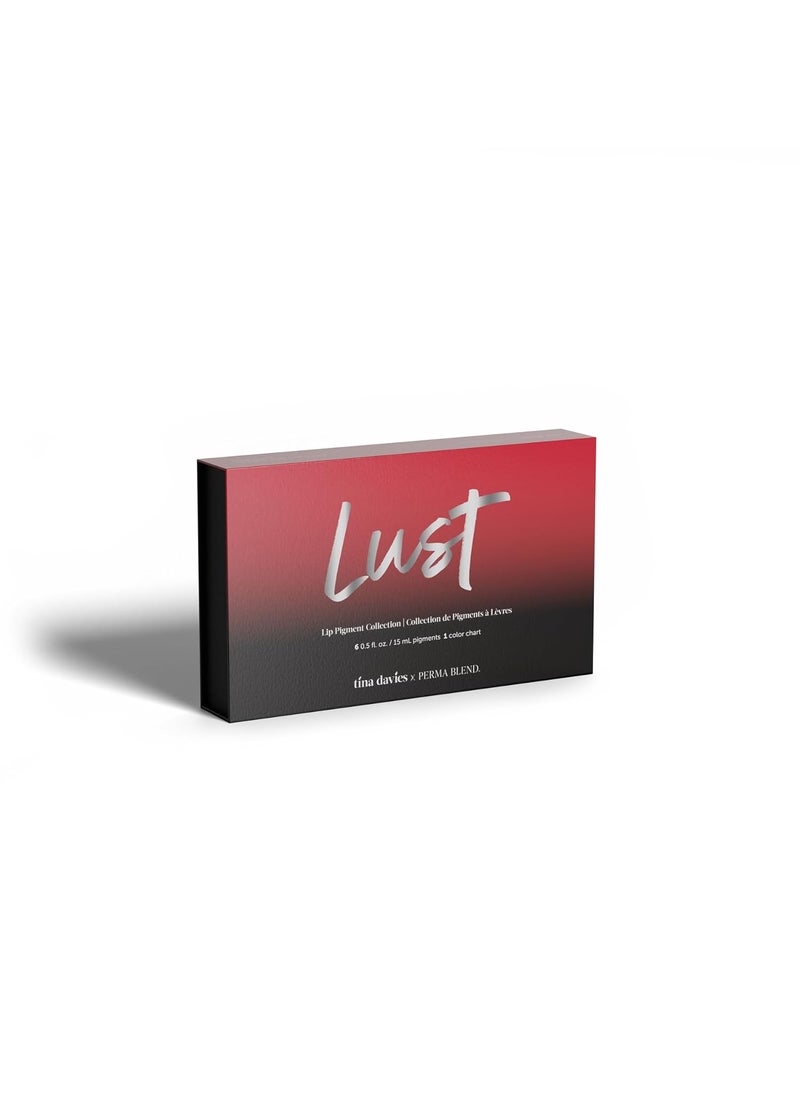 Tina Davies Professional Lust Lip Pigment Collection - Permanent Lip Makeup - Colors Heal True To Tone - Includes Color Chart - 6 x 1/2oz/15ml Bottles
