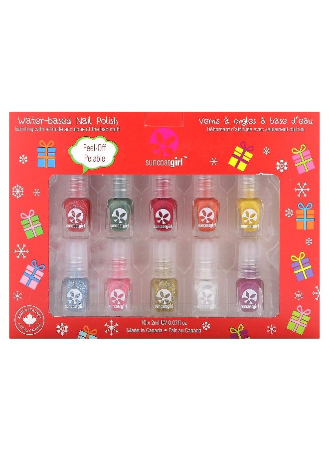 SuncoatGirl, Water-Based Nail Polish, Merry Mini Mani Kit, 12 Piece Kit