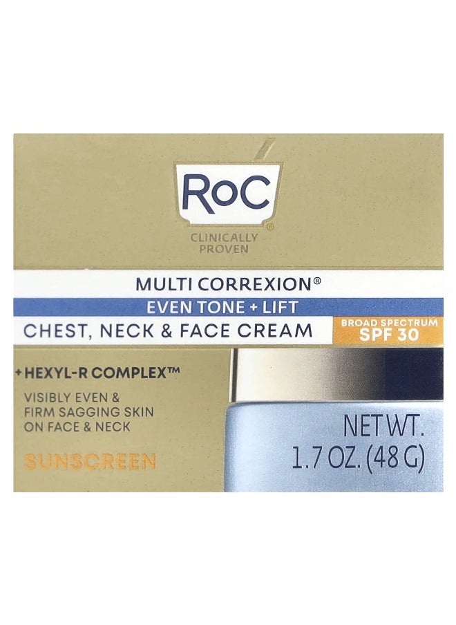 RoC, Multi Correxion®, Even Tone + Lift, Chest, Neck & Face Cream, SPF 30, 1.7 oz (48 g)