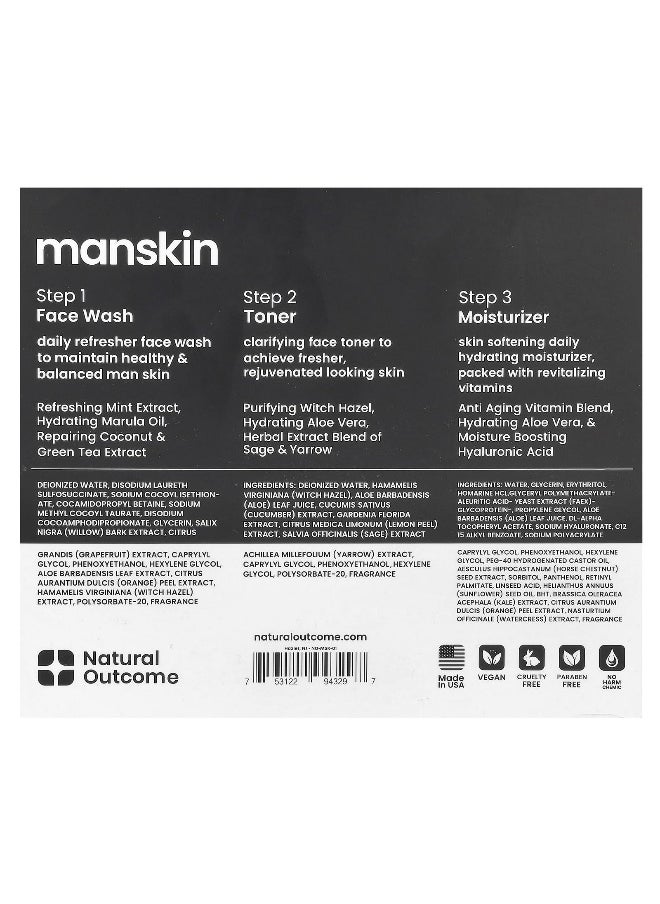 Natural Outcome, Man Skin, Everyday Face Kit, 3 Piece Kit