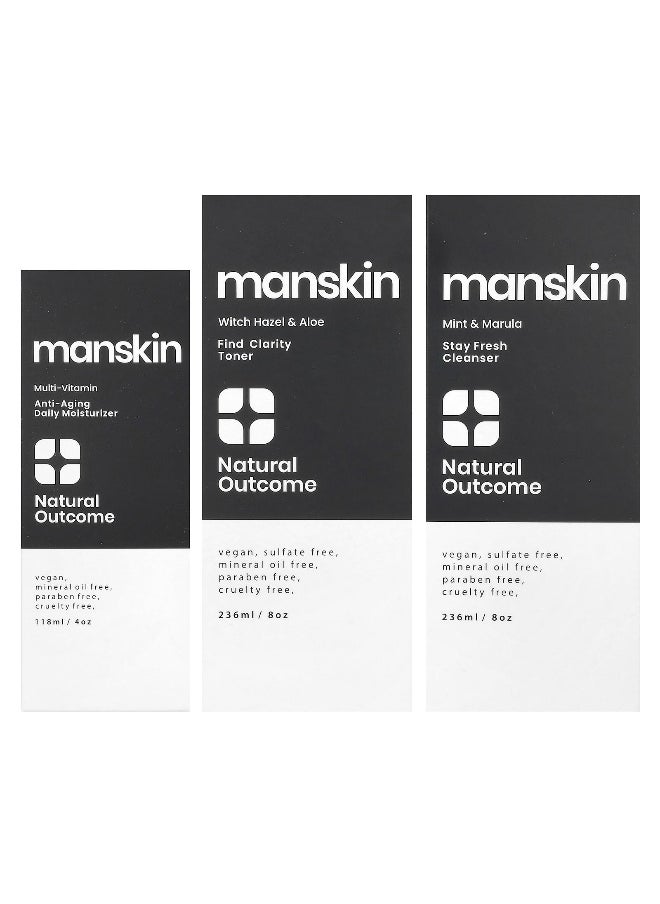 Natural Outcome, Man Skin, Everyday Face Kit, 3 Piece Kit