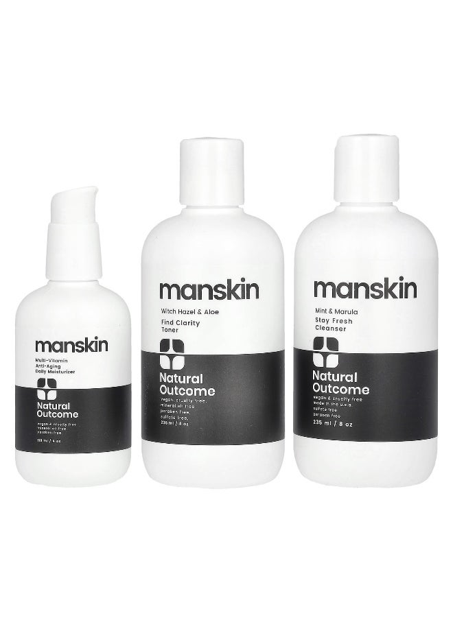 Natural Outcome, Man Skin, Everyday Face Kit, 3 Piece Kit