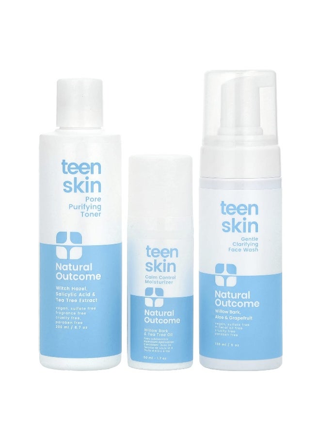 Natural Outcome, Teen Skin, Everyday Face Kit, 3 Piece Kit