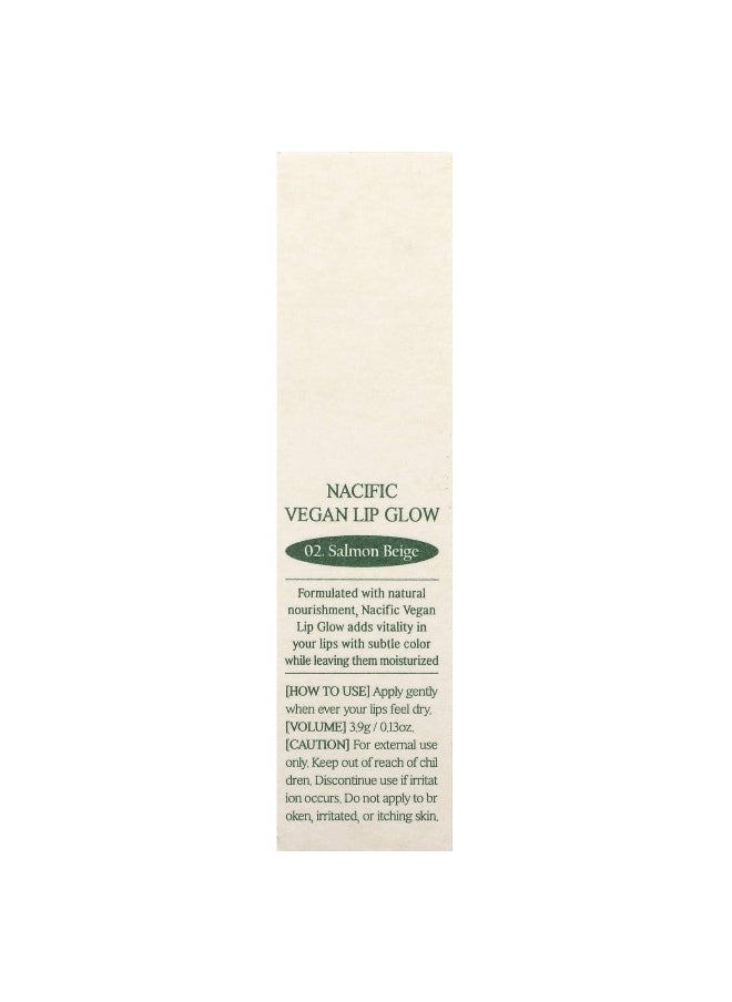 Nacific, Vegan Lip Glow, 02 Salmon Beige, 0.13 oz (3.9 g)