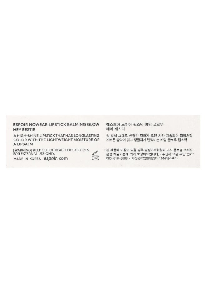 Espoir, Nowear Lipstick Balming Glow, PK004 Hey Bestie, 3 g