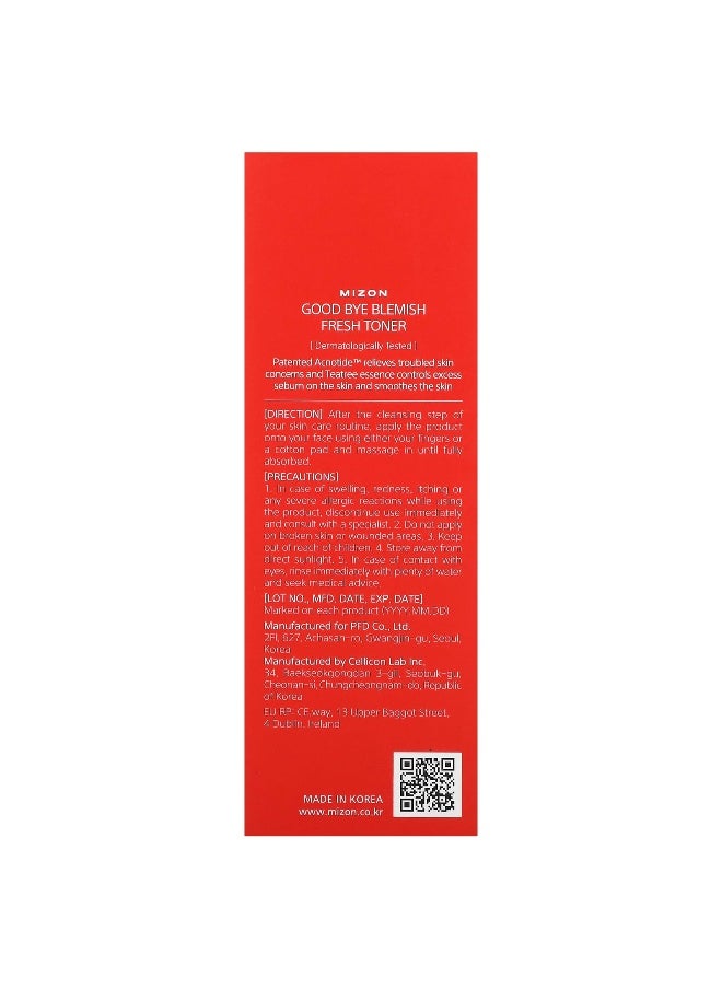 Mizon, Good Bye Blemish, Fresh Toner, 4.05 fl oz (120 ml)