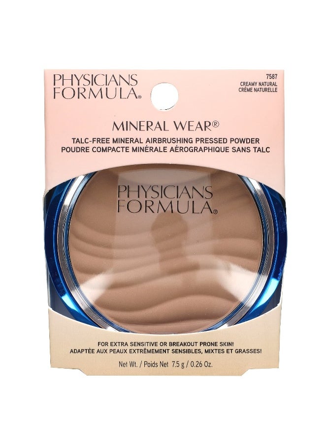 Physicians Formula, Mineral Wear, Talc-Free Mineral Airbrushing Pressed Powder, 7587 Creamy Natural, 0.26 oz (7.5 g)