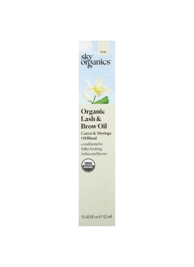 Sky Organics, Organic Lash & Brow Oil, Castor & Moringa Oil Blend, 0.4 fl oz (12 ml)