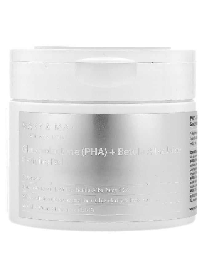 Mary & May, Gluconolactone (PHA) + Betula Alba Juice Cleansing Pad, 70 Pads, 270 ml