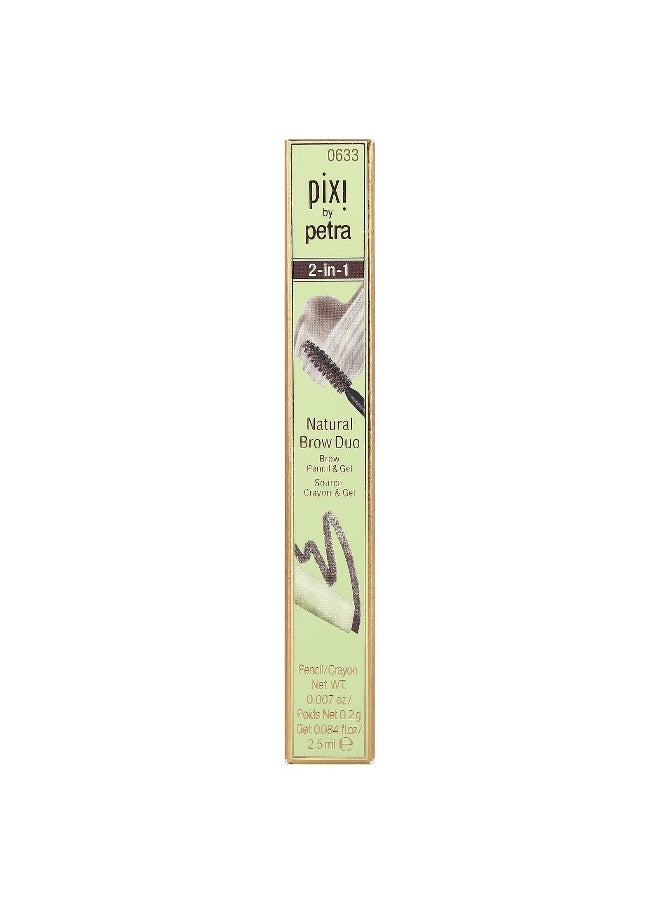 Pixi Beauty, 2-In-1 Natural Brow Duo, Brow Pencil & Gel, 0633  Deep Brunette, 1 Count