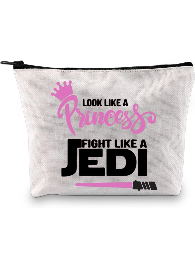 GJTIM Funny Movie Inspired Zipper Makeup Bag Look Like A Princess Flight Like Jedi Birthday Gift For Movie Fan (Flight Like Jedi Bag)