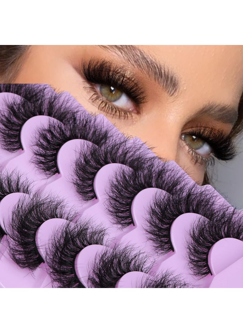 wiwoseo Mink Lashes Fluffy Extension Strip Eyelashes Cat Eyes Lashes Fairy Thick Volume Faux Mink Lashes Looks Like Extension 18MM Wispy Fluffy Lashes 7 Pairs False Eyelashes