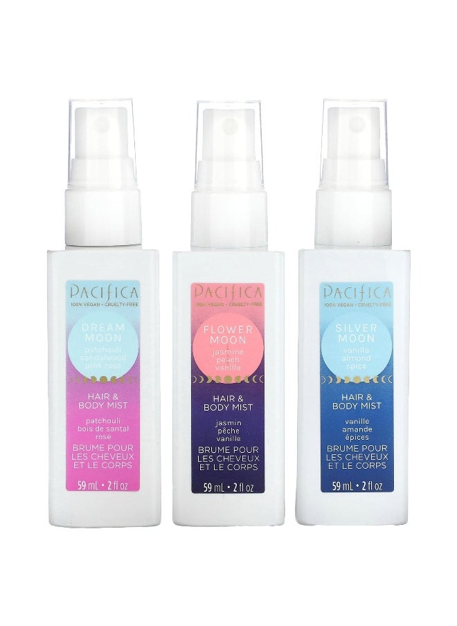 Pacifica, Hair & Body Mists, Moon Mood, 3 Pack, 2 fl oz (59 ml) Each