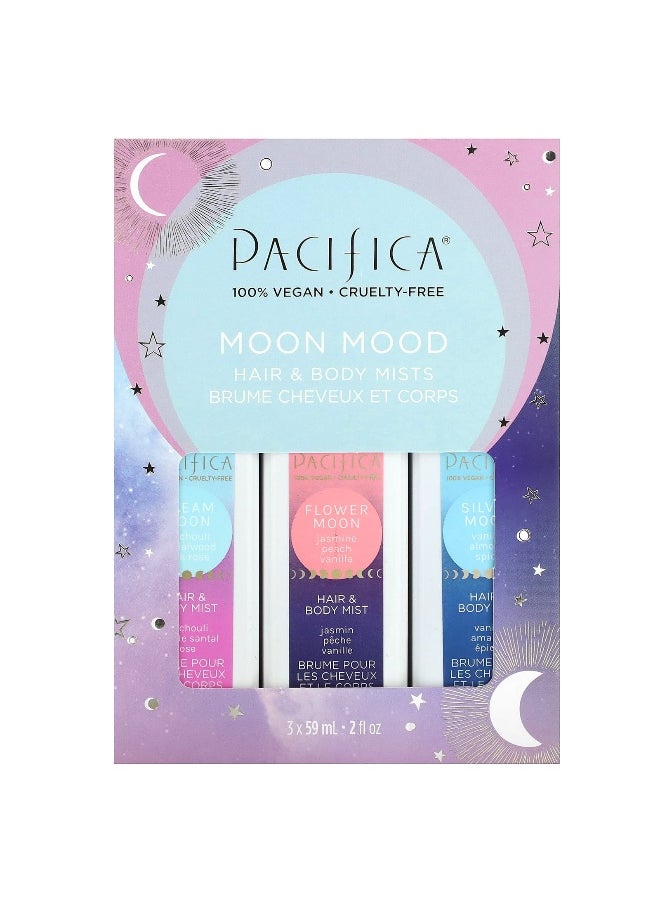 Pacifica, Hair & Body Mists, Moon Mood, 3 Pack, 2 fl oz (59 ml) Each