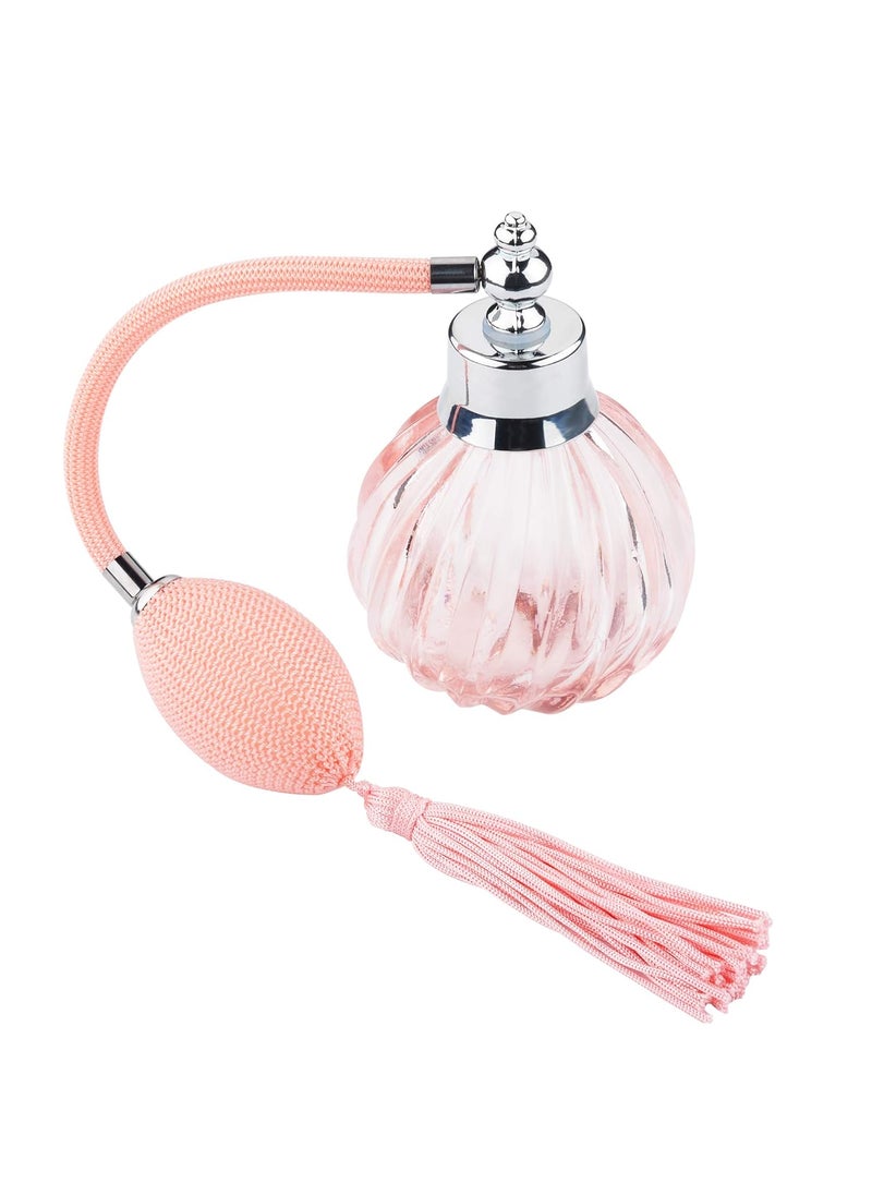 Beautyflier 3.4 Oz Perfume Atomizer Clear Glass Empty Refillable Perfume Bottle with Long Tassel (Pink)
