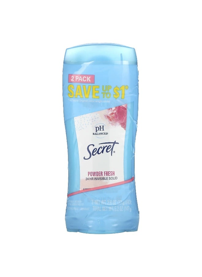 Secret, pH Balanced Antiperspirant/Deodorant, Invisible Solid, Powder Fresh, Twin Pack, 2.6 oz (73 g) Each