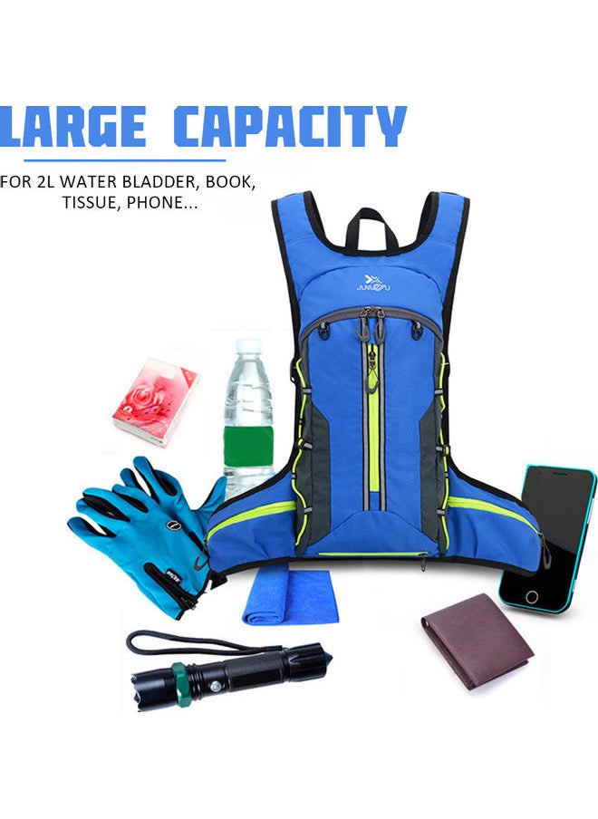 Hydration Backpack Reflective Trim Folding Waterproof Pack for 2L Water Bladder Black Green 25.00*5.00*15.00cm