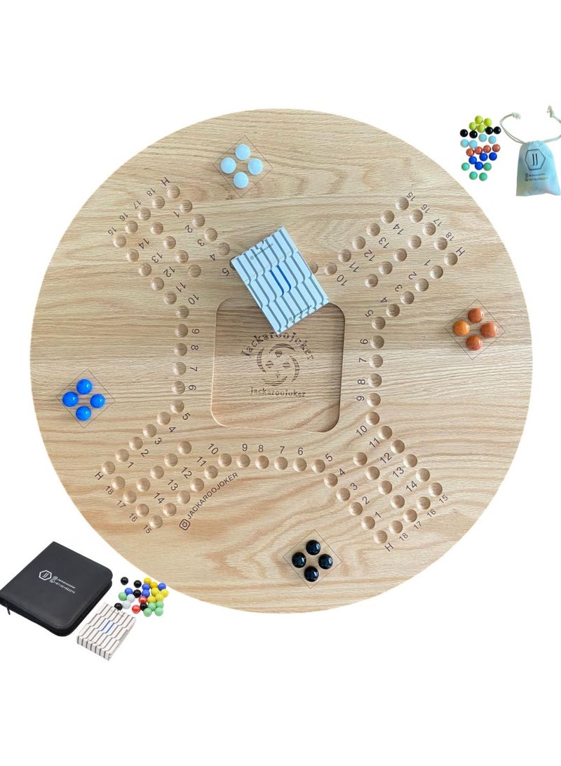Premium JackarooJoker Jackaroo Solid Wood with Bag,Marbles and Plastic Playing Cards for 4-6 players 54 cm