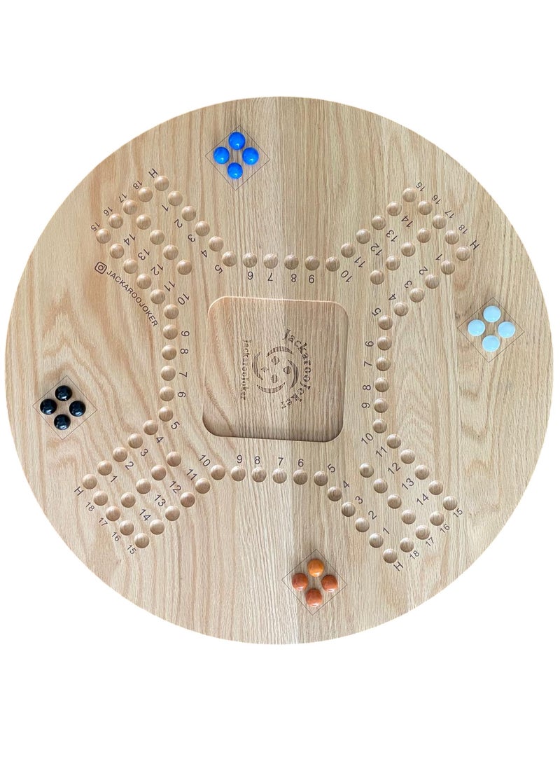 Premium JackarooJoker Jackaroo Solid Wood with Bag,Marbles and Plastic Playing Cards for 4-6 players 54 cm