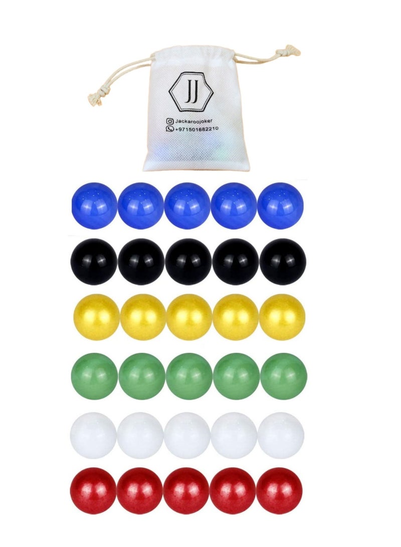 JackarooJoker Solid Pine Wooden Board Game, Double-Sided, 4-6 Players, with Marbles and Cards, Ages 10+ (With Gold Card)