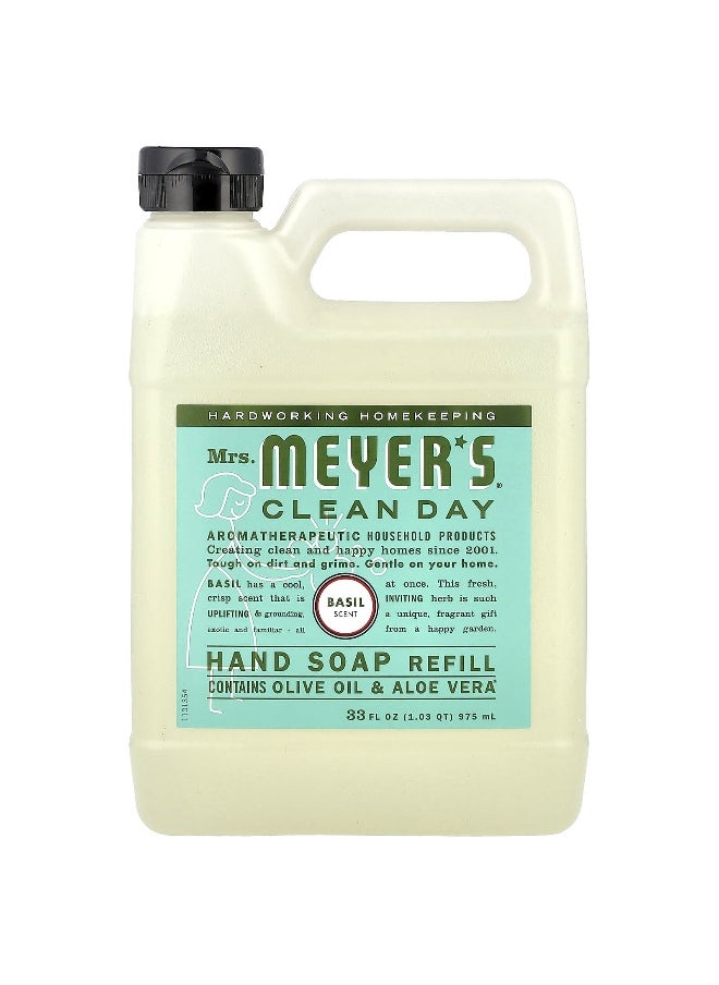 Mrs. Meyers Clean Day, Hand Soap Refill, Basil, 33 fl oz (975 ml)