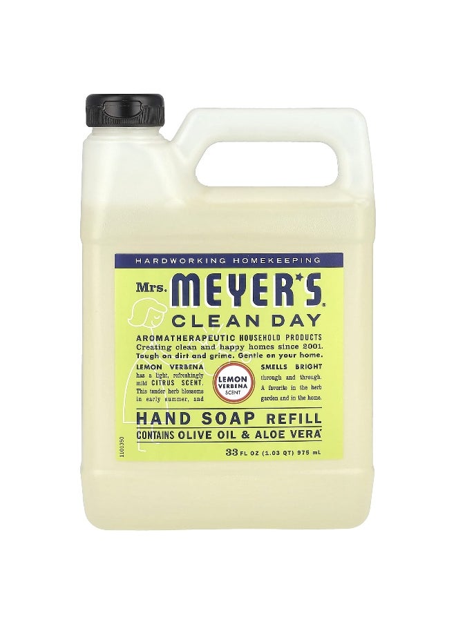 Mrs. Meyers Clean Day, Hand Soap Refill, Lemon Verbena, 33 fl oz (975 ml)