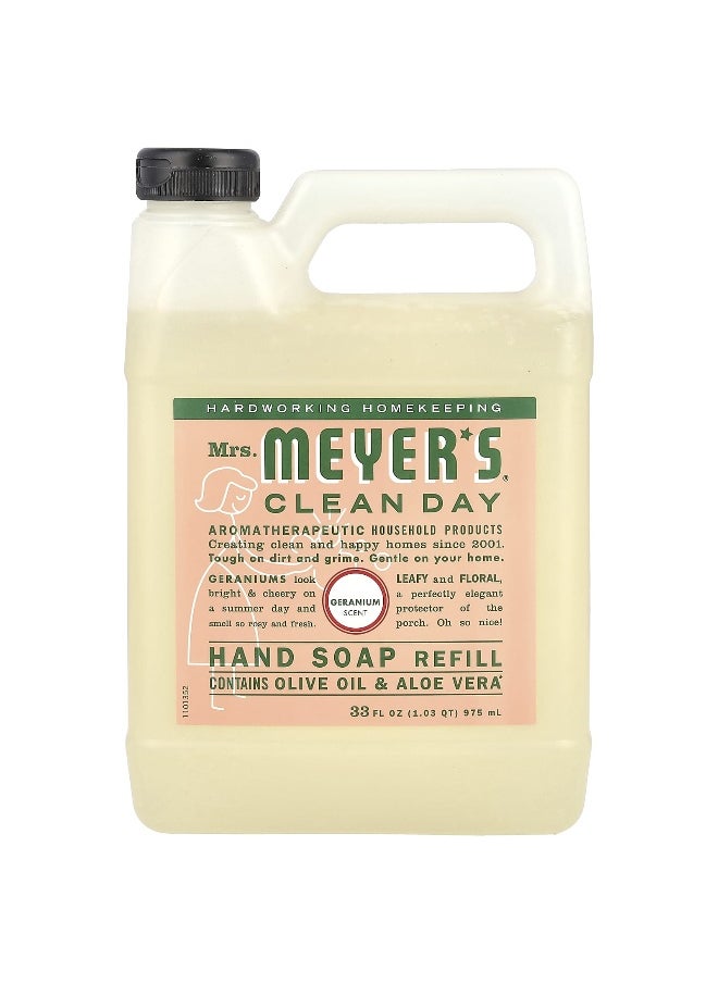 Mrs. Meyers Clean Day, Hand Soap Refill, Geranium, 33 fl oz (975 ml)