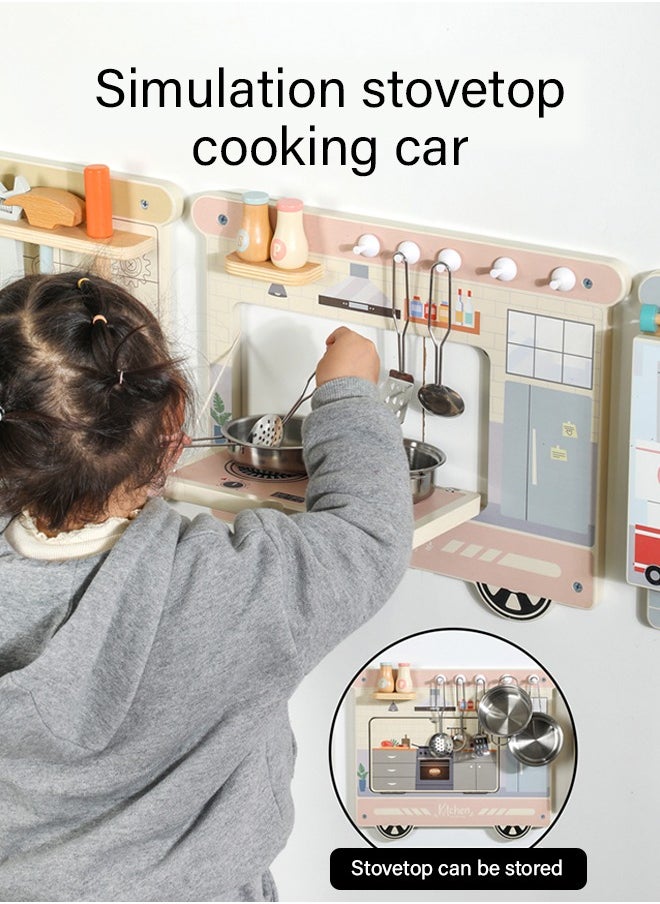 Multi-Functional Wooden Children'S Role-Play Car Set, Enjoy A Variety Of Experiences