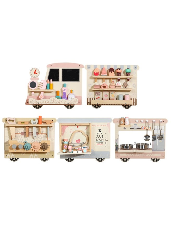 Multi-Functional Wooden Children'S Role-Play Car Set, Enjoy A Variety Of Experiences