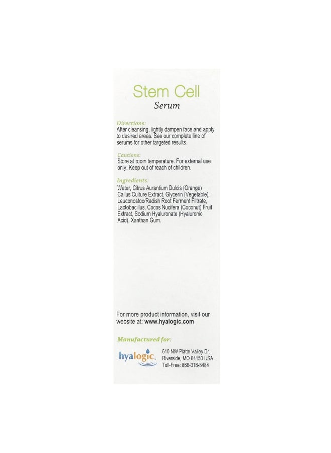 Hyalogic, Stem Cell Serum with Hyaluronic Acid & Citrustem, Fragrance Free, 0.47 fl oz (13.5 ml)