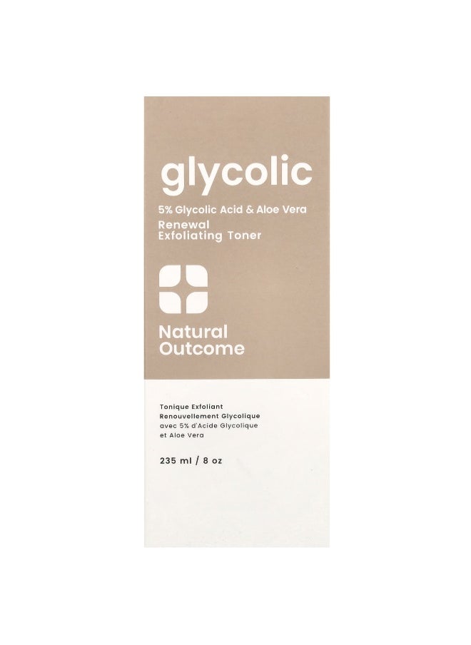 Natural Outcome, Glycolic, Renewal Exfoliating Toner, Fragrance Free, 8 oz (235 ml)
