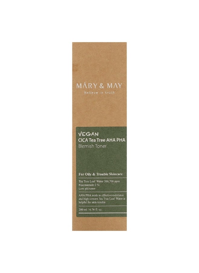 Mary & May, Vegan CICA Tea Tree AHA PHA, Blemish Toner, 6.76 fl oz (200 ml)