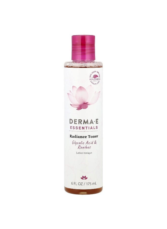 DERMA E, Essentials, Radiance Toner, Glycolic Acid & Rooibos , 6 fl oz (175 ml)