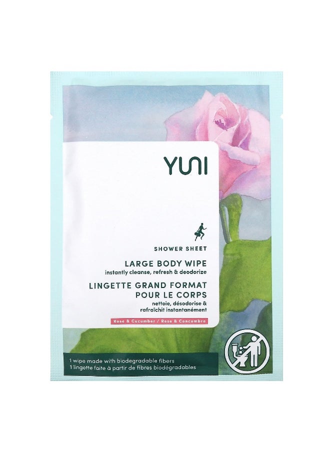 Yuni Beauty, Shower Sheet, Rose & Cucumber, 12 Wipes