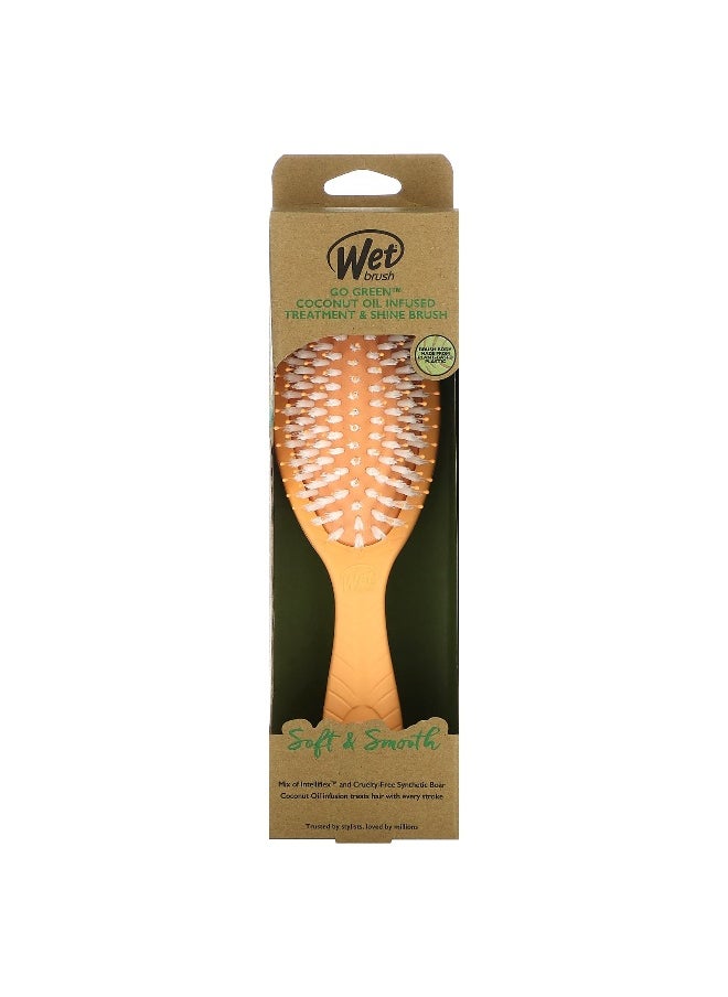 Wet Brush, Go Green Coconut Oil Infused Treatment & Shine Brush, Orange, 1 Brush