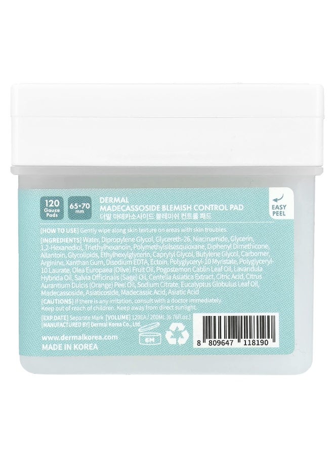 Dermal, Madecassoside Blemish Control Pad, 120 Gauze Pads