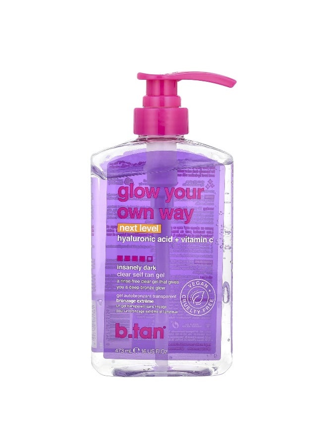 b.tan, Glow Your Own Way, Clear Self Tan Gel, Insanely Dark, 16 fl oz ( 473 ml)