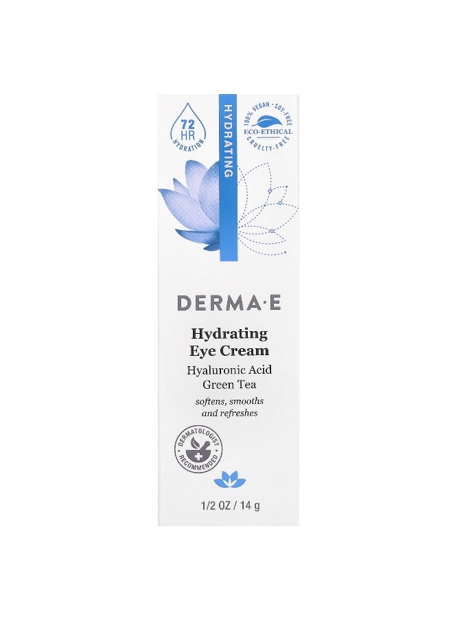 DERMA E, Hydrating Eye Cream, Hyaluronic Acid, Green Tea, 1/2 oz (14 g)