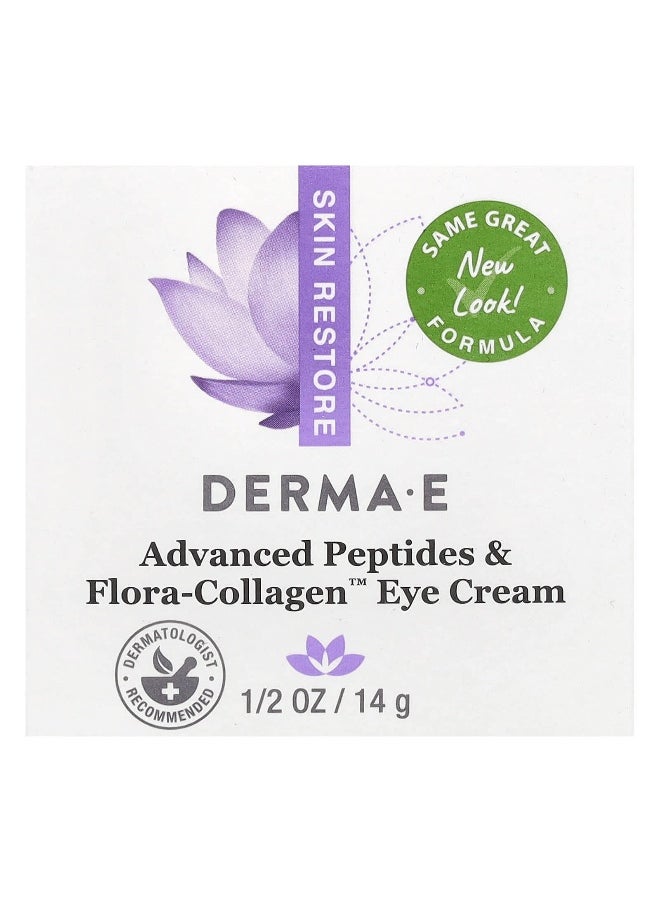 DERMA E, Advanced Peptides & Flora-Collagen Eye Cream , 1/2 oz (14 g)