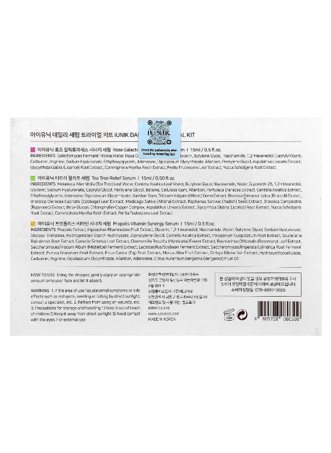 iUNIK, Daily Serum Trial Kit, 3 Piece Set