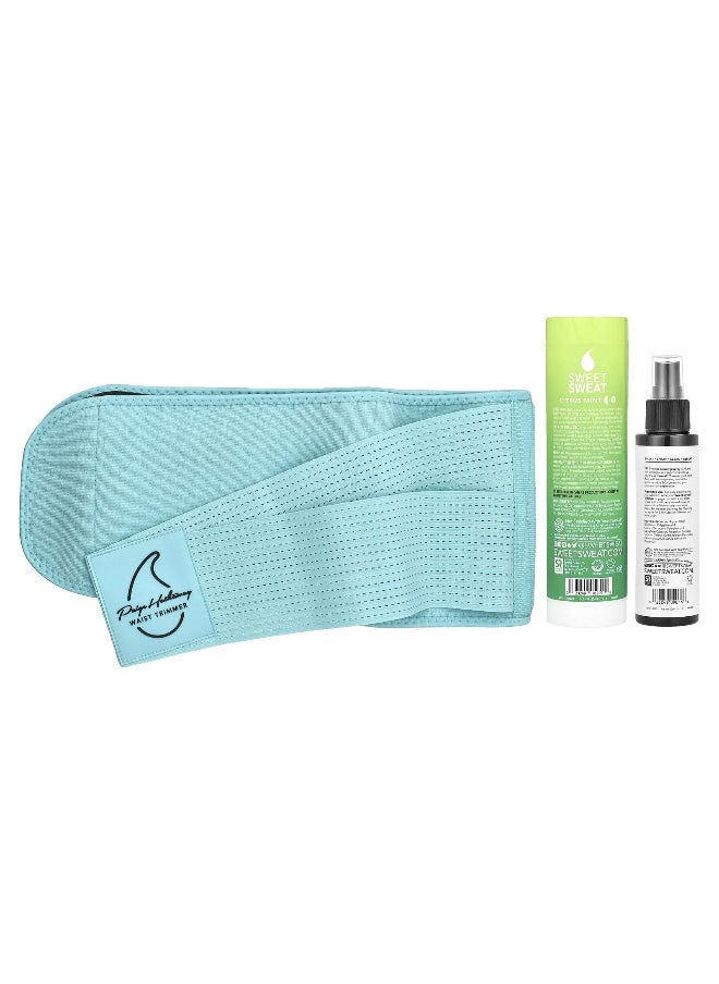 Sports Research, Sweet Sweat®, Paige Hathaway Waist Trimmer Kit, M/L, Blue, 3 Piece Kit