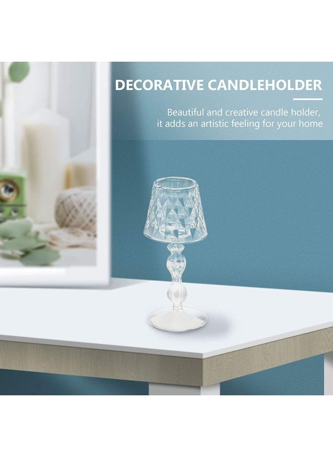 2-Piece Decorative Candle Holder Set Clear 7.5inch