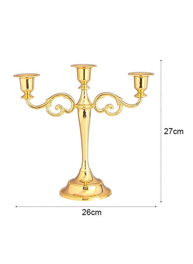 Three Headed Candle Holder Gold 26x27cm