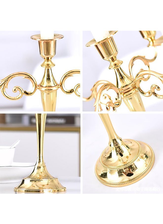 Three Headed Candle Holder Gold 26x27cm